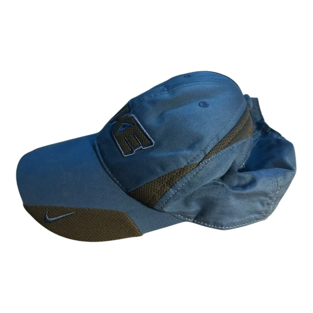 Nike Hat Cap Swoosh Spellout Blue 1 Size Adjustable Hook Loop - Picture 2 of 5